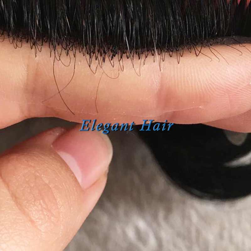 Poly Skin High Quality Short Black Mens Toupees Hair Pieces