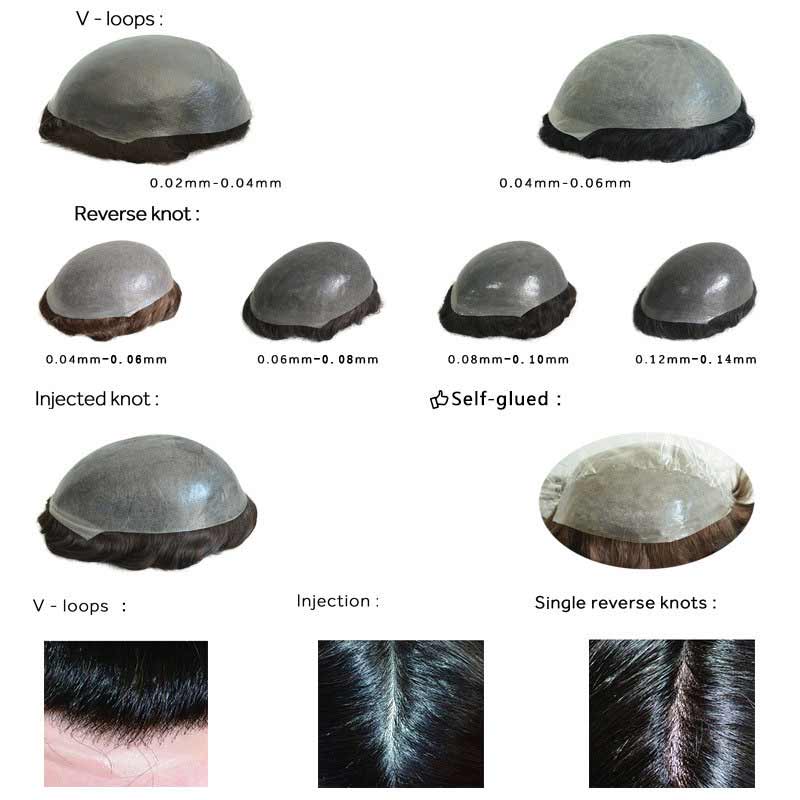 Invisible Mens Hair Replacement System Ultra Thin Skin Toupee Hairpiece
