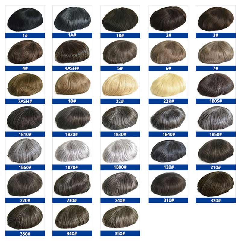 Custom Cheap Human Hair Toupee for Men Mono With Pu Around Hair Replacement System