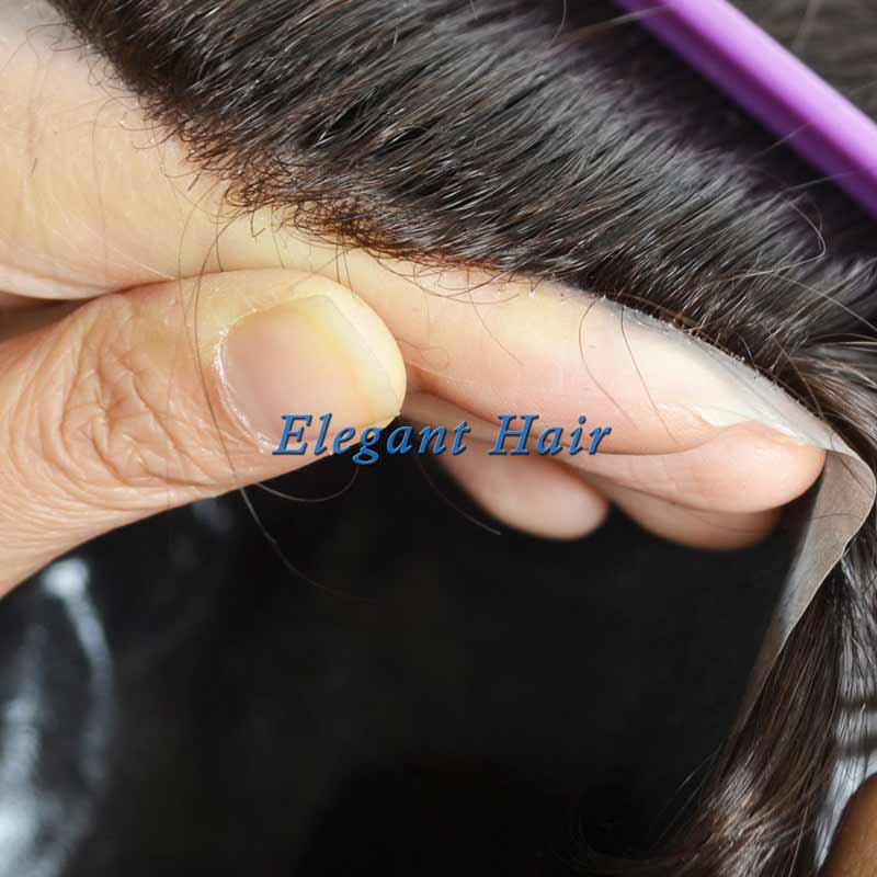 Man toupee thin skin 0.08-0.10mm injection knot toupee