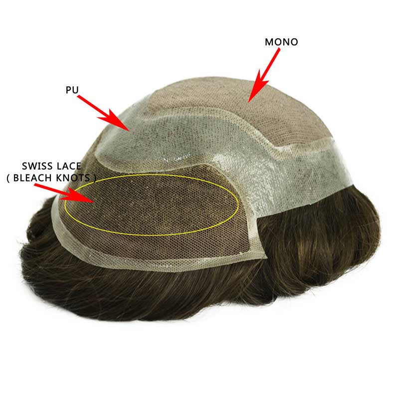 Elegant Hair Fine Mono with Thin Skin and Lace Front Stock Hairpieces for Men